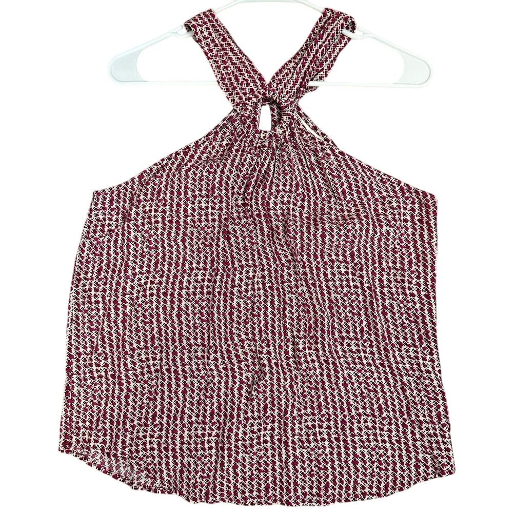 Maeve by Anthropologie Mica Halter Camisole Pink Print Keyhole Neck  Sz 6